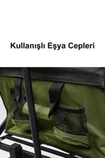Kamp Arabası Arkası Açılabilir Taşıma Arabası Vagon Alışveriş Arabası Frenli Ve Geniş Tekerlekli