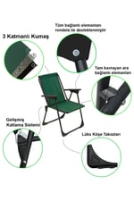 Natura 4 Adet Kamp Sandalyesi Katlanır Piknik Sandalye Oval Bardaklıklı Yeşil