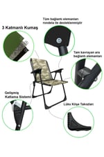 Natura 4 Adet Kamp Sandalyesi Piknik Sandalye Oval Bardaklıklı Kamuflaj + Katlanır MDF Masa