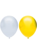20’li Metalik Balon Seti, 2 Renk X 10, Beyaz, Sarı. Helyum Uyumlu
