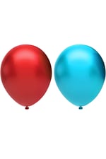 20’li Metalik Balon Seti, 2 Renk X 10, Mavi, Kırmızı. Helyum Uyumlu