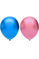 20’li Metalik Balon Seti, 2 Renk X 10, Mavi, Pembe. Helyum Uyumlu