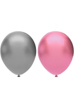 20’li Metalik Balon Seti, 2 Renk X 10, Pembe, Kırmızı. Helyum Uyumlu