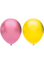 20’li Metalik Balon Seti, 2 Renk X 10, Pembe, Sarı. Helyum Uyumlu