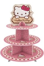 3 Katlı Karton Cupcake Standı Hello Kitty Temalı Kek Standı 30x30 Cm