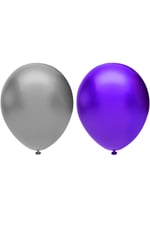 40’lı Metalik Balon Seti, 2 Renk X 20, Violet, Yeşil. Helyum Uyumlu