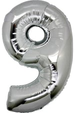 9 (gümüş) Rakam Folyo Balon - 90 Cm - Gümüş Folyo Rakam Balon