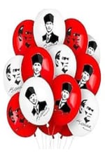 Atatürklü ve Bayraklı Balon Balon Süsleme 23 Nisan Kırmızı Beyaz Balon