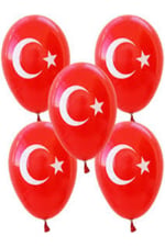Atatürklü ve Bayraklı Balon Balon Süsleme 23 Nisan Kırmızı Beyaz Balon
