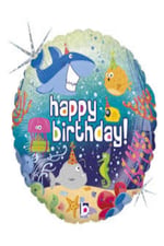 Baskılı Ocean deniz Yuvarlak Folyo Balon 18inç/40cm