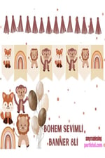 Bohem Retro Parti Malzemeleri 1 yaş,1/2,2yaş KÜÇÜK BOY