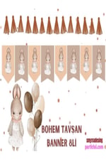 Bohem Retro Parti Malzemeleri 1 yaş,1/2,2yaş KÜÇÜK BOY