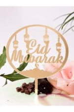 Eid Mubarak Yazılı Gold Ayna Pleksi Altın Sarısı Pasta Üstü Isimlik Yazı Ramazan Bayramı Dini Süsü