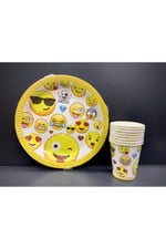 Emojili Karton Tabak Bardak Parti Seti