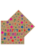 Happy Bırthday Baskılı Kraft Stars Kağıt Peçete 16 lı