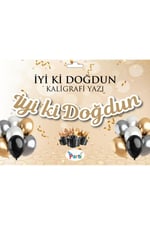 Happy Birthday İyiki Doğdun Temalı Karakterli Banner Doğum günü yazıları