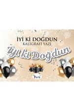 Happy Birthday İyiki Doğdun Temalı Karakterli Banner Doğum günü yazıları