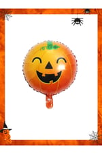 Happy Halloween Yuvarlak Balkabağı Folyo Helyum Balon 18