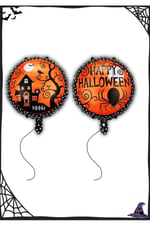 Happy Halloween Yuvarlak Örümcekli Folyo Helyum Balon 18
