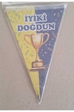 İyiki Doğdun Banner,sarıKırmızı,Sarı Lacivert Desenli,REsimli Taraftar Banner,Flama