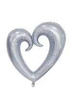 Kıvrımlı Gümüş Kalp Folyo Balon 100 cm