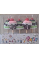 mutlu anılar parti evi cupcake tasarımlı mini mum seti