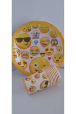 Mutlu anılar parti evi emoji 8li tabak bardak seti