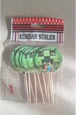 Mutlu Anılar Parti Evi Pasta Süsü Kürdan 10lu Minecraft