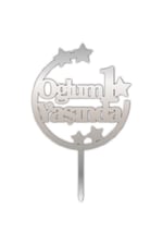 Pasta Üzeri Pleksi Yazı Gümüş Oğlum 1 Yaşında