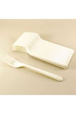 Plastik Çatal Beyaz Renkli 25'li