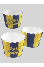 Sarı Lacivert Taraftar Cupcake Kek Kapsülü 10lu ve 10 lu kürdan