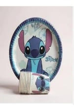Stitch Temalı Tabak ve Bardak Seti 8 Kişilik Parti Seti