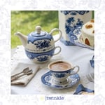 TWİNKLE ELİZABETH SERVİS ÇAYDANLIK TABAKLI MAVİ 17 CM ÇAYDANLIK + FİNCAN VE TABAK TW-EL-ÇY-15021