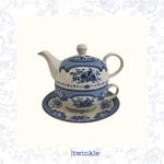 TWİNKLE ELİZABETH SERVİS ÇAYDANLIK TABAKLI MAVİ 17 CM ÇAYDANLIK + FİNCAN VE TABAK TW-EL-ÇY-15021