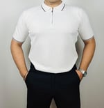 Pamuklu Desenli Triko Penye - Beyaz