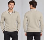 Polo Yaka Desenli Triko Sweatshirt - BEJ - ST 507