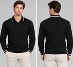 Polo Yaka Desenli Triko Sweatshirt - KAHVE  - ST 507