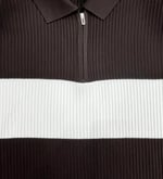Polo Yaka Desenli Triko Sweatshirt - KAHVE - ST 509