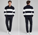 Polo Yaka Triko Sweatshirt - Lacivert - ST 509