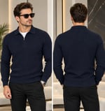Polo Yaka Triko Sweatshirt - LACİVERT  - ST 506