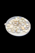 10x14 mm Oval Çift Delikli Krem Pul Doğal Taş Boncuk (25 Adet)
