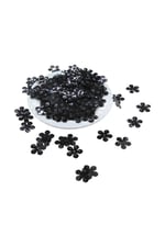 20 mm Siyah Papatya Desen Ortadan Delikli Pul Payet 25 Gr (Tülbent, Oya, Havlu Malzemesi)