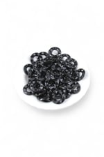 20x5 mm Yuvarlak Halka Desen Siyah Dikme Taş (100 Adet)