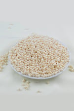 4 mm Krem Koyu Ton Plastik İnci Boncuk Aksesuar Takı Malzemesi (25 Gr)