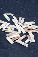 7x33 mm Çift Delikli Karamel Renk Tırtıklı Doğal Taş Boncuk (10 Adet)