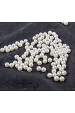8 mm Krem Cam İnci Boncuk Aksesuar Takı Malzemesi (30 Gr 45 Adet)