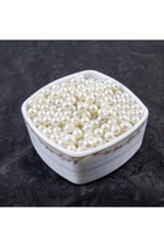 8 mm Krem Cam İnci Boncuk Aksesuar Takı Malzemesi (30 Gr 45 Adet)