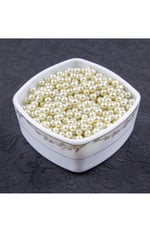 Açık Krem 6 mm İnci Boncuk Aksesuar Takı Malzemesi (30 Gr 105 Adet)