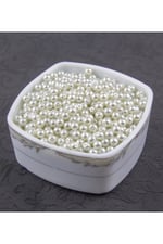 Beyaz 6 mm Cam İnci Boncuk Aksesuar Takı Malzemesi (30 Gr 105 Adet)