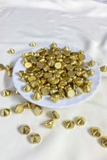 Gold Rengi 10x8 mm Çivi Model Dikme Taş Boncuk (30 Adet)